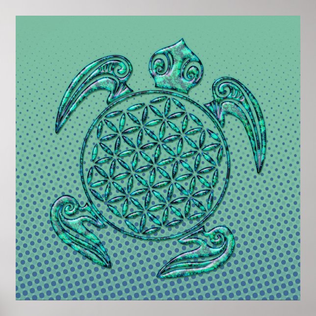 Blume des Lebens / Blume des Lebens Schildkröte Poster (Vorne)