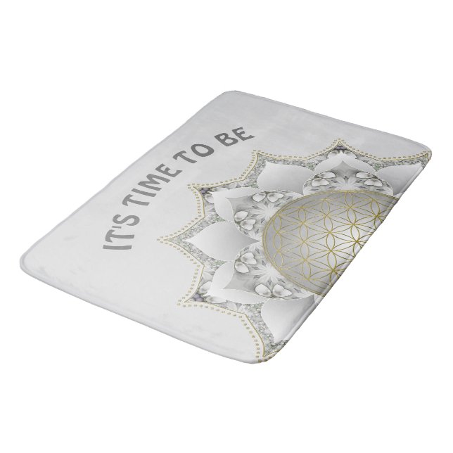 Blume des Lebens - Blüten Mandala 1 Badematte (Schrägansicht)