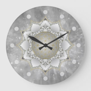Blume des Lebens - Blüten Mandala 1 Große Wanduhr