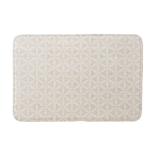 Blume des Lebens Boho chic   Beige & Weiß Badematte