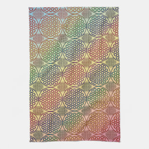 Blume des Lebens - Briefmarke Grunge Muster 1 Küchentuch