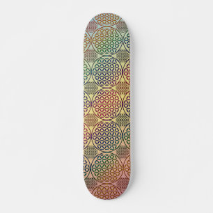 Blume des Lebens - Briefmarke Grunge Muster 1 Skateboard