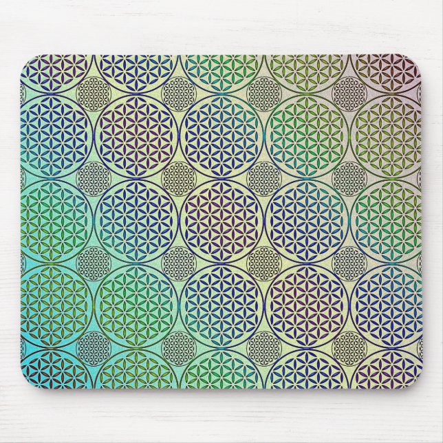 Blume des Lebens - Briefmarke Grunge Muster 2 Mousepad (Vorne)