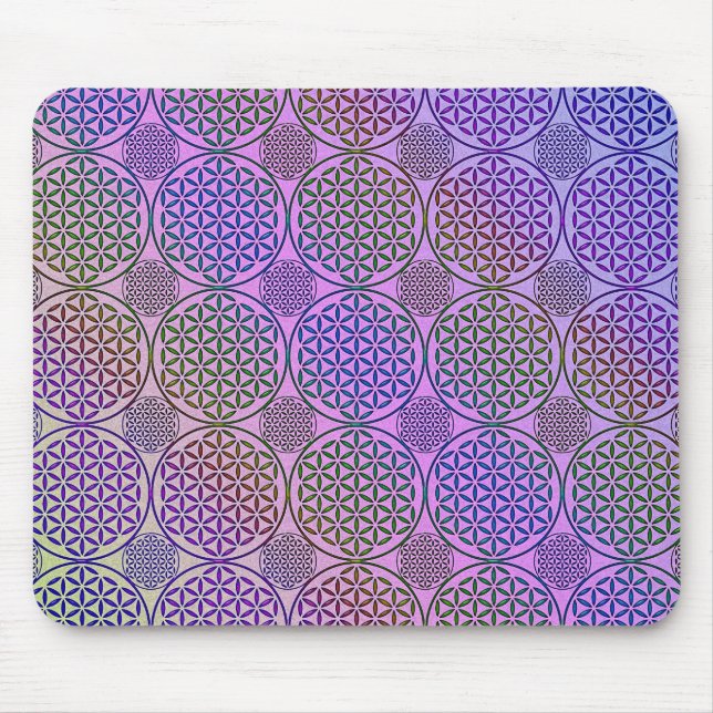 Blume des Lebens - Briefmarke Grunge Muster 3 Mousepad (Vorne)
