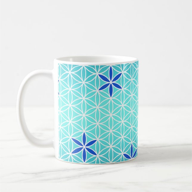 Blume des Lebens - Briefmarke - nahtloses Muster - Tasse (Links)