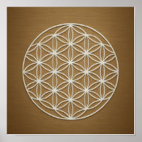 Blume des Lebens Bronze White Poster