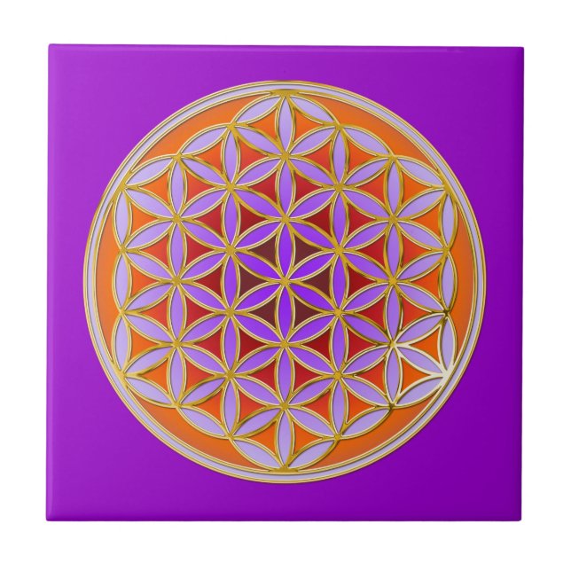 Blume des Lebens - Button Style 04 Fliese (Vorderseite)