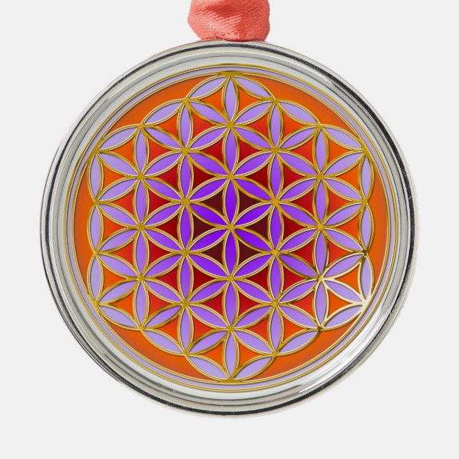 Blume des Lebens - Button Style 04 Ornament Aus Metall (Vorne)