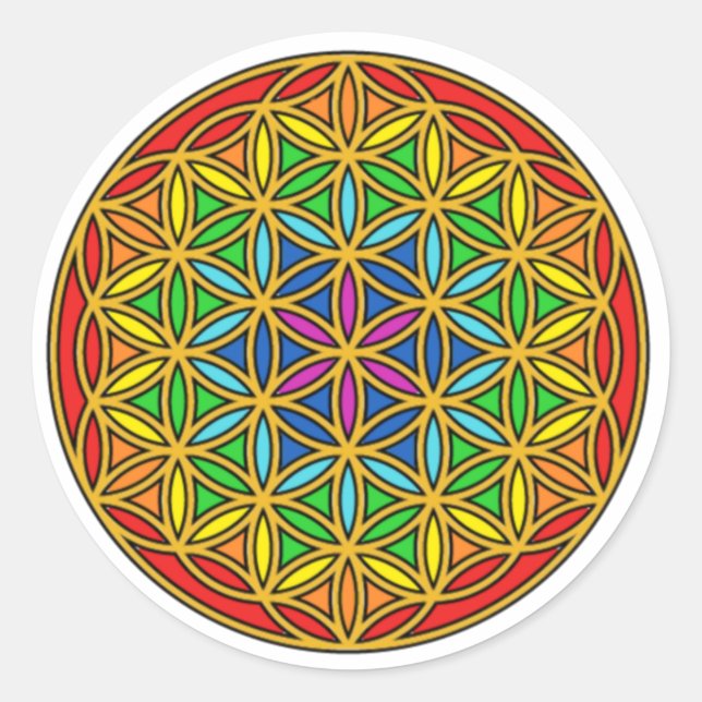 Blume des Lebens Chakra1 Runder Aufkleber (Vorderseite)