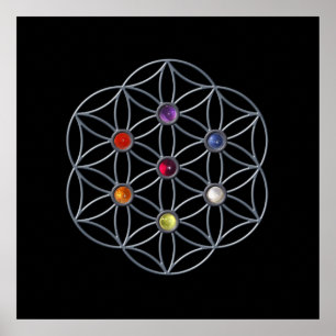 Blume des Lebens Chakra Gemstone Poster