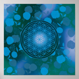 Blume des Lebens, Chakra, Zen, heilige Geometrie, Poster