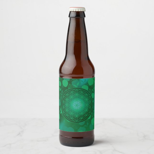Blume des Lebens, Chakra, Zen, sakraler geometrisc Bierflaschenetikett (Vorderseite)