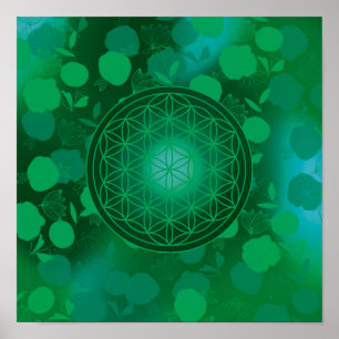 Blume des Lebens, Chakra, Zen, sakraler geometrisc Poster