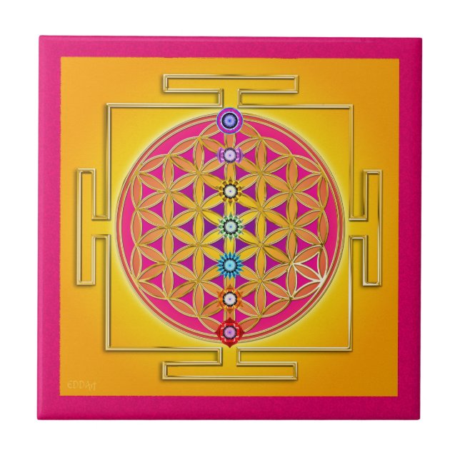 BLUME DES LEBENS - Chakras Yantra Fliese (Vorderseite)