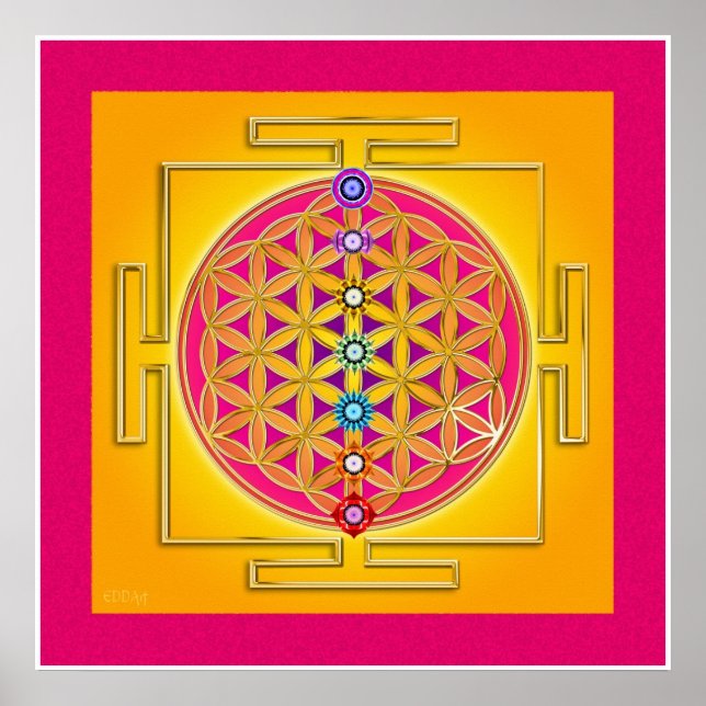 BLUME DES LEBENS - Chakras Yantra Poster (Vorne)