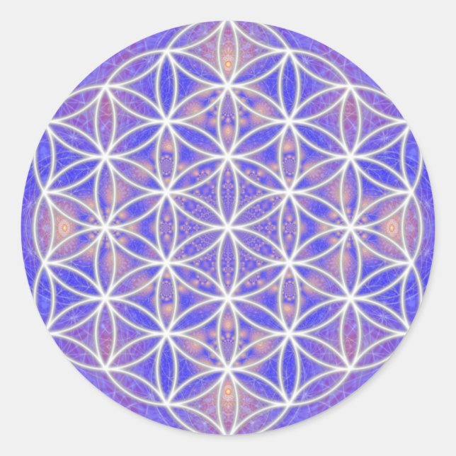 Blume des Lebens (Farbe 3) Runder Aufkleber (Vorderseite)