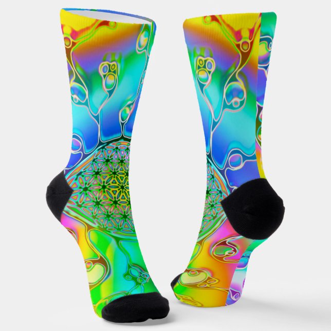Blume des Lebens - farbenfroh 1 Socken (Gewinkelt)