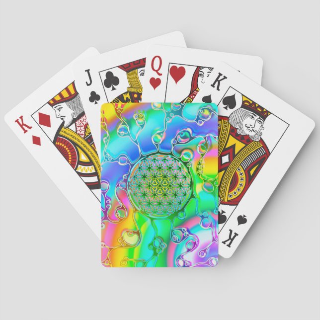 Blume des Lebens - farbenfroh 1 Spielkarten (Rückseite)