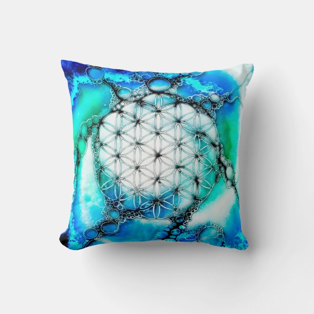 Blume des Lebens - farbenfroh 2 Kissen (Vorderseite)