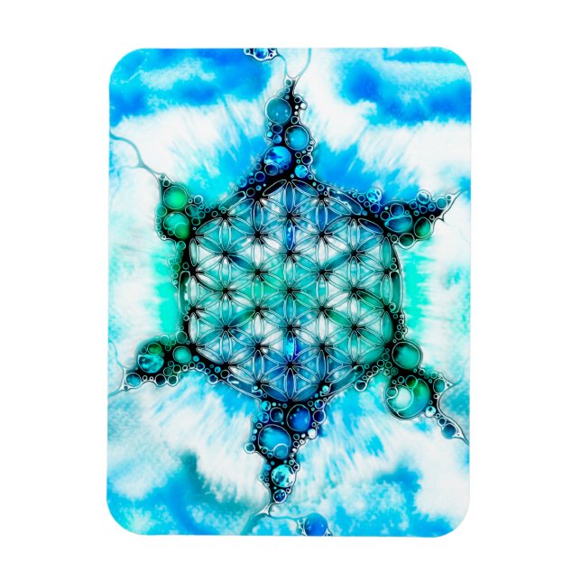 Blume des Lebens - farbenfroh 3 Magnet (Vertikal)