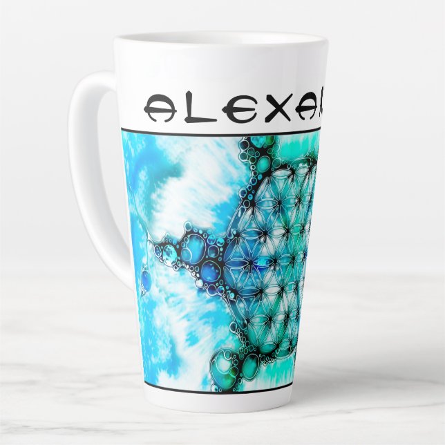Blume des Lebens - farbenfroh 3 Milchtasse (Linke Ecke)