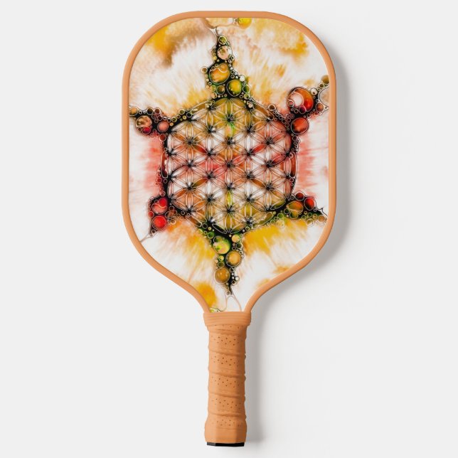 Blume des Lebens - farbenfroh 4 Pickleball Schläger (Rückseite)