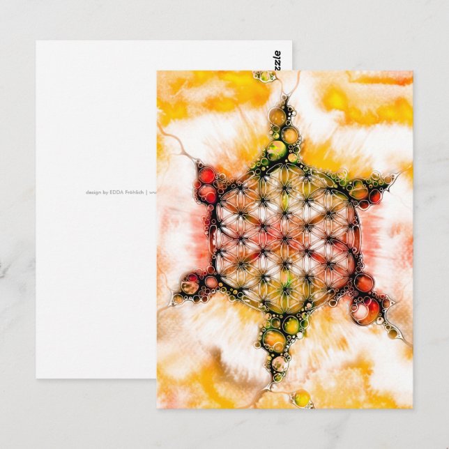 Blume des Lebens - farbenfroh 4 Postkarte (Vorne/Hinten)