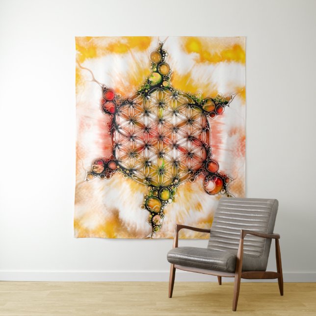 Blume des Lebens - farbenfroh 4 Wandteppich (Beispiel)