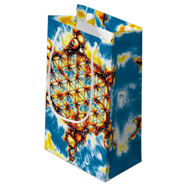 Blume des Lebens - farbenfroh 5 Kleine Geschenktüte (Rückseite Schrägansicht)