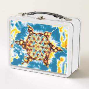 Blume des Lebens - farbenfroh 5 Metall Brotdose