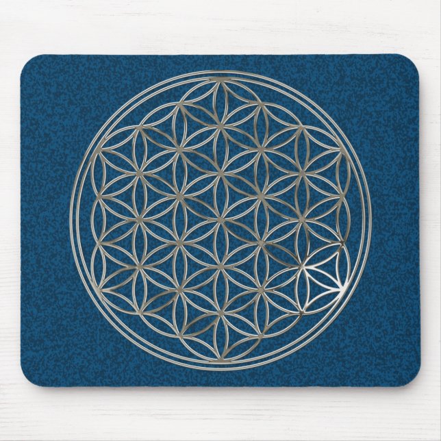 Blume des Lebens / Flower Of Life | silver blue Mousepad (Vorne)