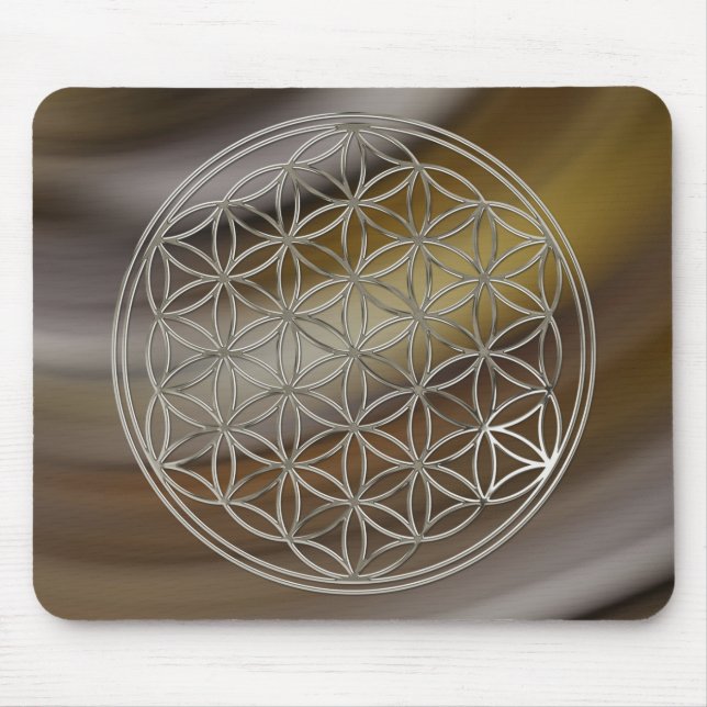 Blume des Lebens / Flower Of Life | silver brown Mousepad (Vorne)