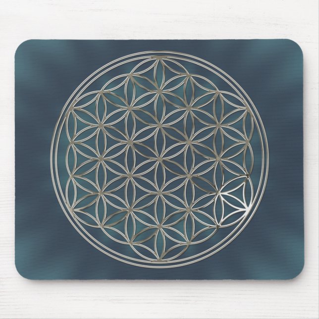 Blume des Lebens / Flower Of Life | silver radial Mousepad (Vorne)