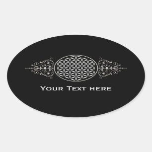 Blume des Lebens / Flower of Life - vintage II Ovaler Aufkleber