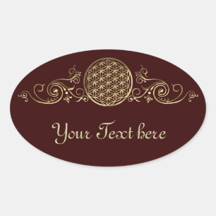 Blume des Lebens / Flower of Life - vintage IV Ovaler Aufkleber
