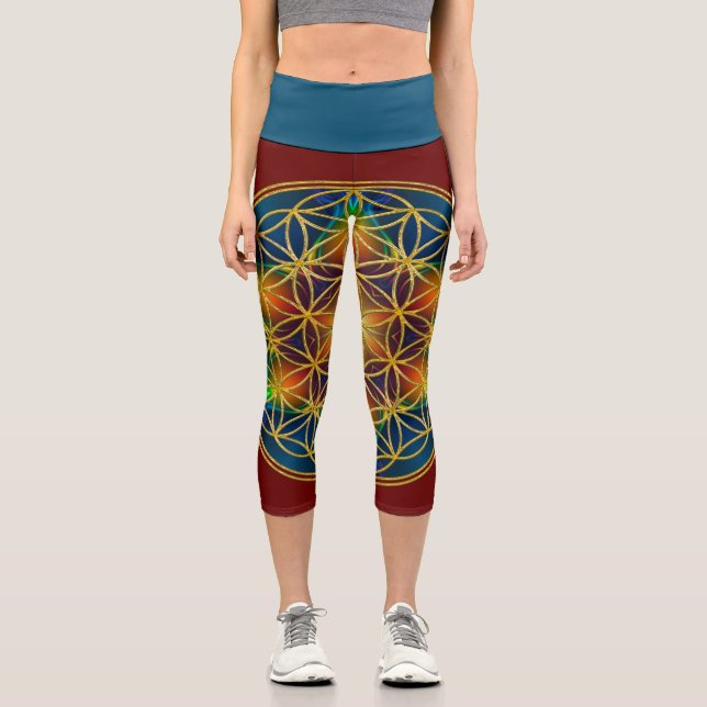 BLUME DES LEBENS - Fraktal Blossom 1 Capri Leggings (Vorderseite)