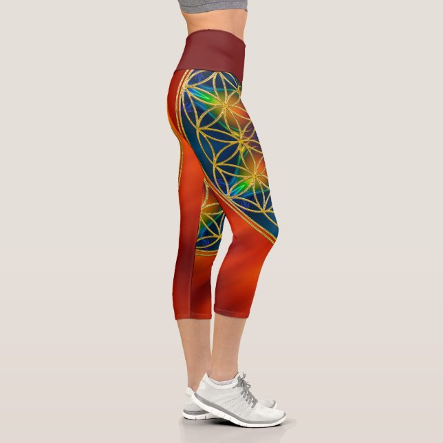 BLUME DES LEBENS - Fraktal Blossom 1 Capri Leggings (Rechts)