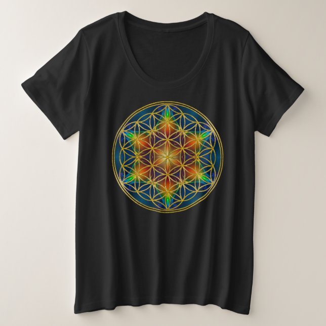 BLUME DES LEBENS - Fraktal Blossom 1 Große Größe T-Shirt (Design vorne)