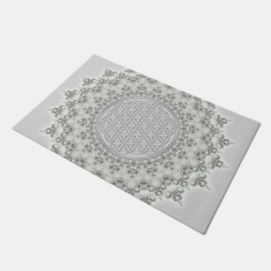 Blume des Lebens - Fraktal Mandala grau Fußmatte