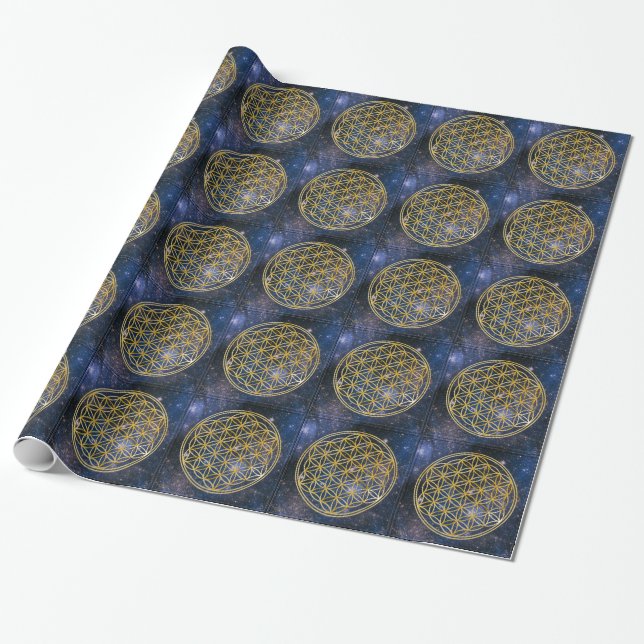 Blume des Lebens - Galaxie Geschenkpapier (Ungerollt)