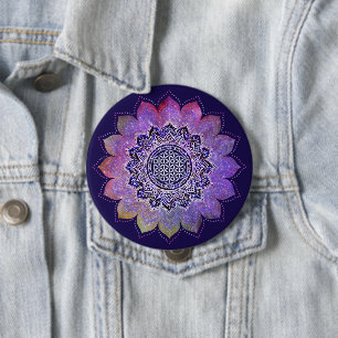 Blume des Lebens - Galaxie im Vintagen Stil 1 Button