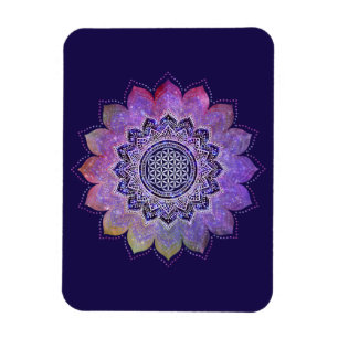 Blume des Lebens - Galaxie im Vintagen Stil 1 Magnet
