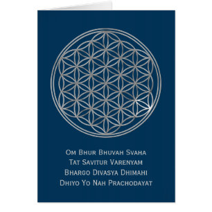 Blume des Lebens & GAYATRI MANTRA   silber, dunkel