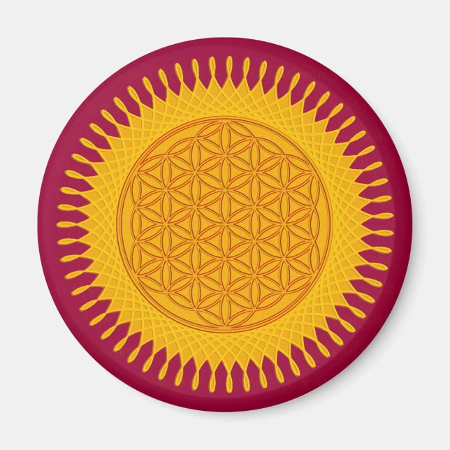 Blume des Lebens - gelb sonnig Magnet (Vorne)