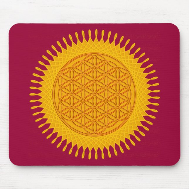 Blume des Lebens - gelbes sonniges Mousepad (Vorne)