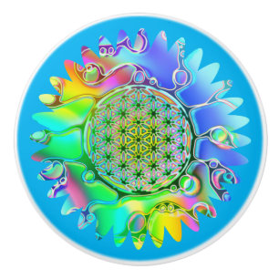 Blume des Lebens - Geometrische Blüte 5 Keramikknauf