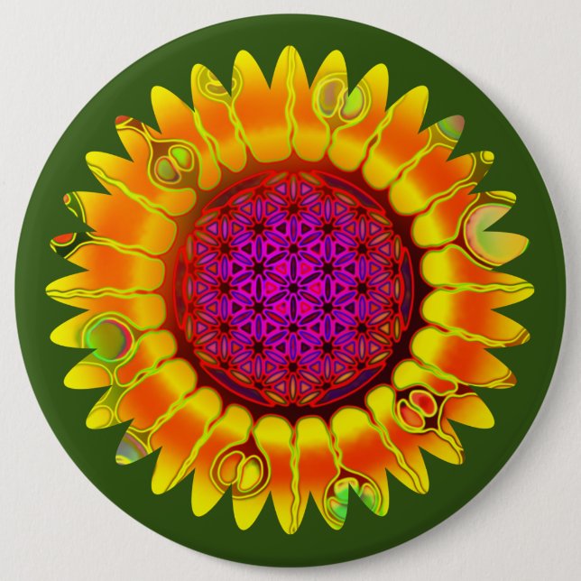 Blume des Lebens - geometrisches Blossom 4 Button (Vorderseite)