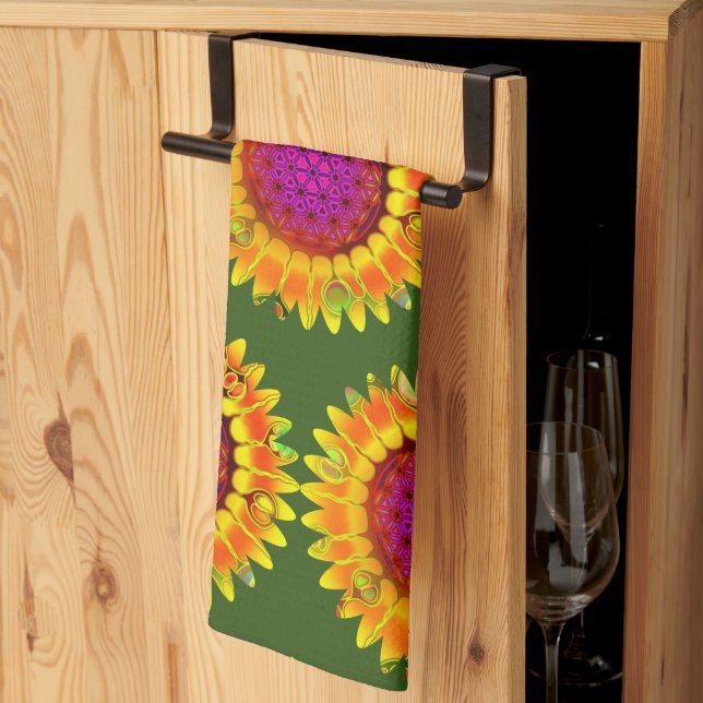 Blume des Lebens - geometrisches Blossom 4 Geschirrtuch (Drittel gefaltet)