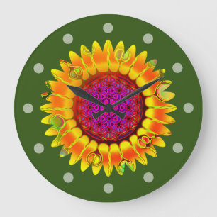 Blume des Lebens - geometrisches Blossom 4 Große Wanduhr