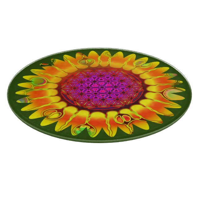Blume des Lebens - geometrisches Blossom 4 Schneidebrett (Ecke)